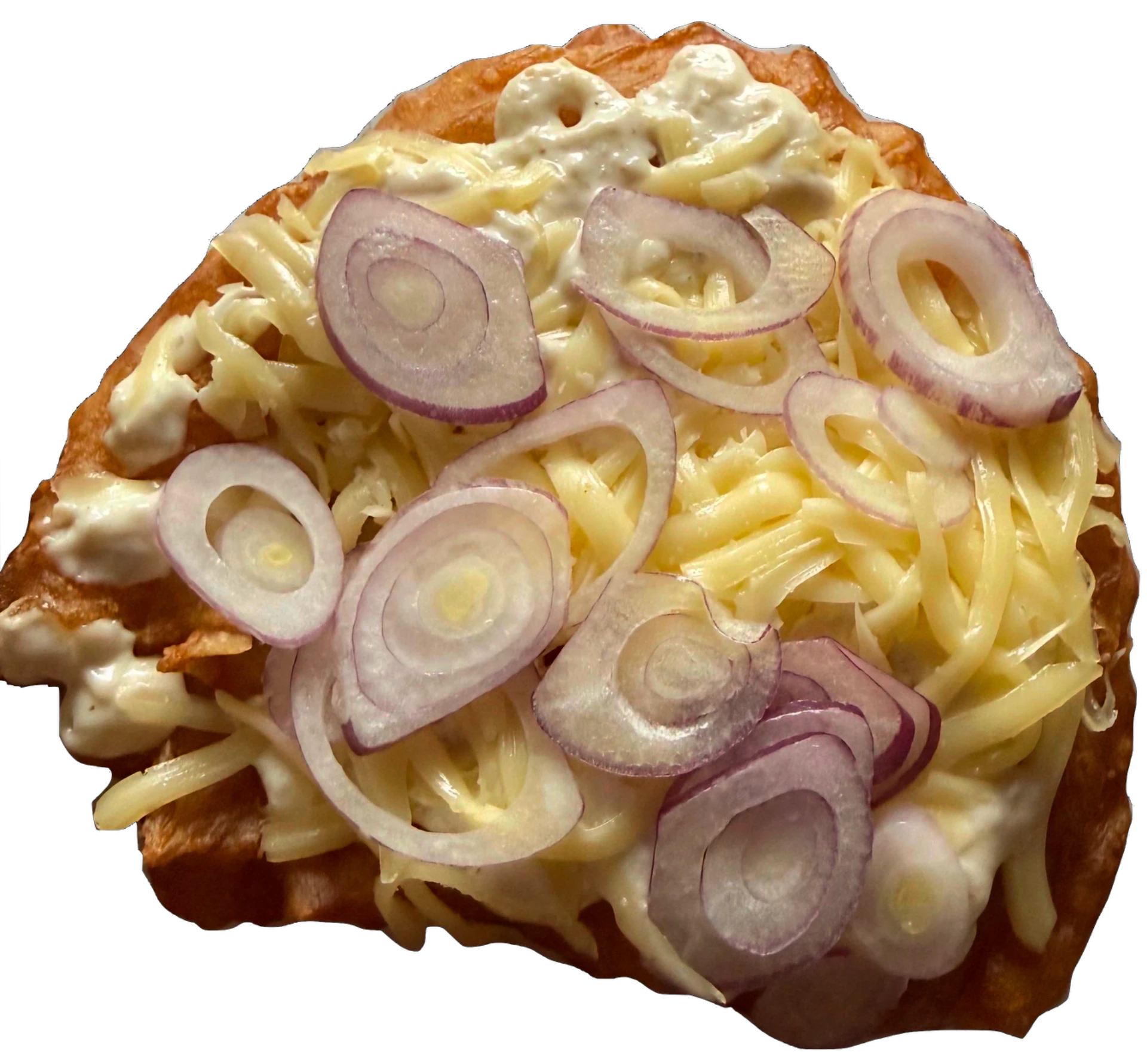 Langoš česnekový dip sýr cibule